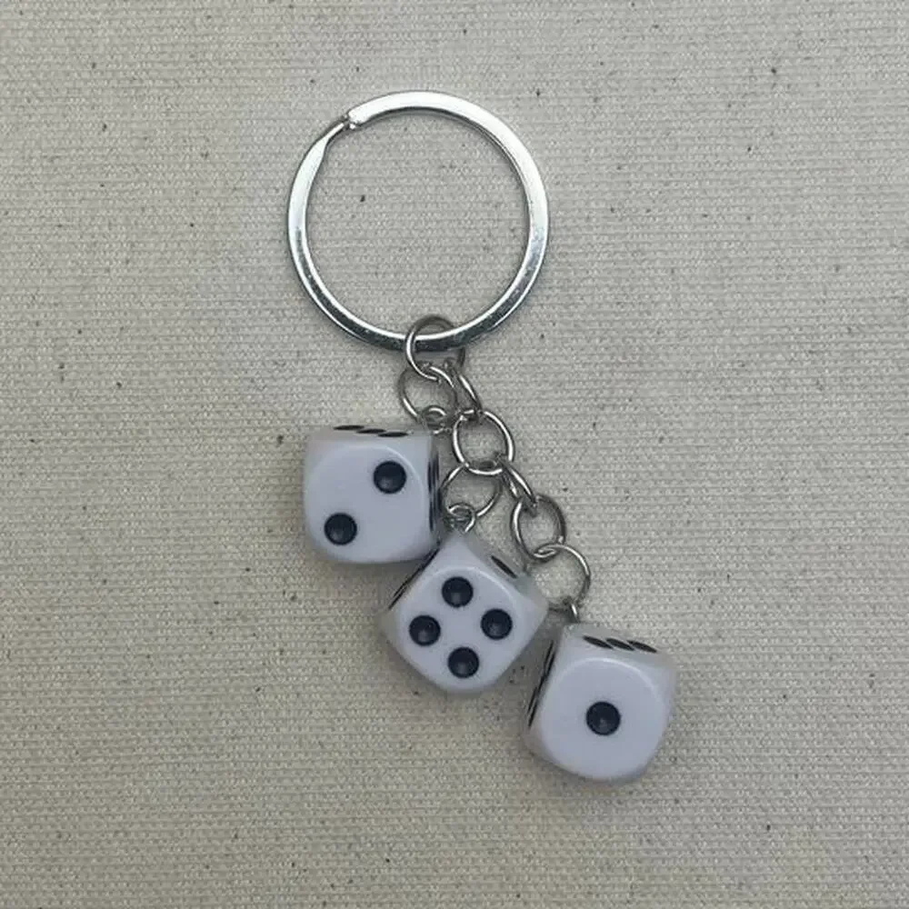 Y2k 2000s vintage style white dice key chain